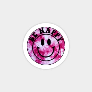 Pink Tie Dye Be Happy Sticker